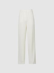 Reiss Cream Aleah Elasticated Waist Wide Leg Trousers - Image 2 of 8