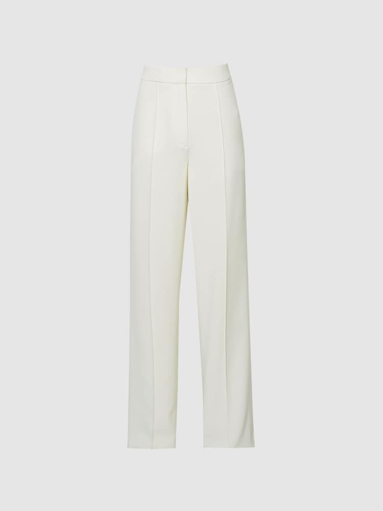 Reiss Cream Aleah Elasticated Waist Wide Leg Trousers - Image 2 of 8