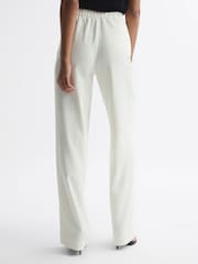 Reiss Cream Aleah Elasticated Waist Wide Leg Trousers - Image 5 of 8
