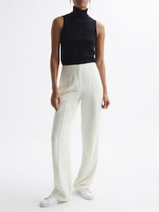 Reiss Cream Aleah Elasticated Waist Wide Leg Trousers - Image 6 of 8