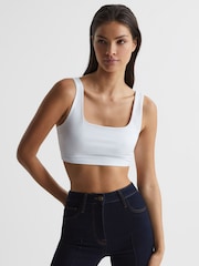 Reiss White Fae Square Neck Crop Top - Image 4 of 7
