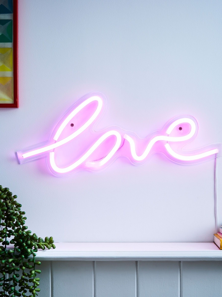 glow Pink Neon Love LED Wall Light - Image 1 of 5 glow Pink Neon Love LED Wall Light - Image 1 of 5