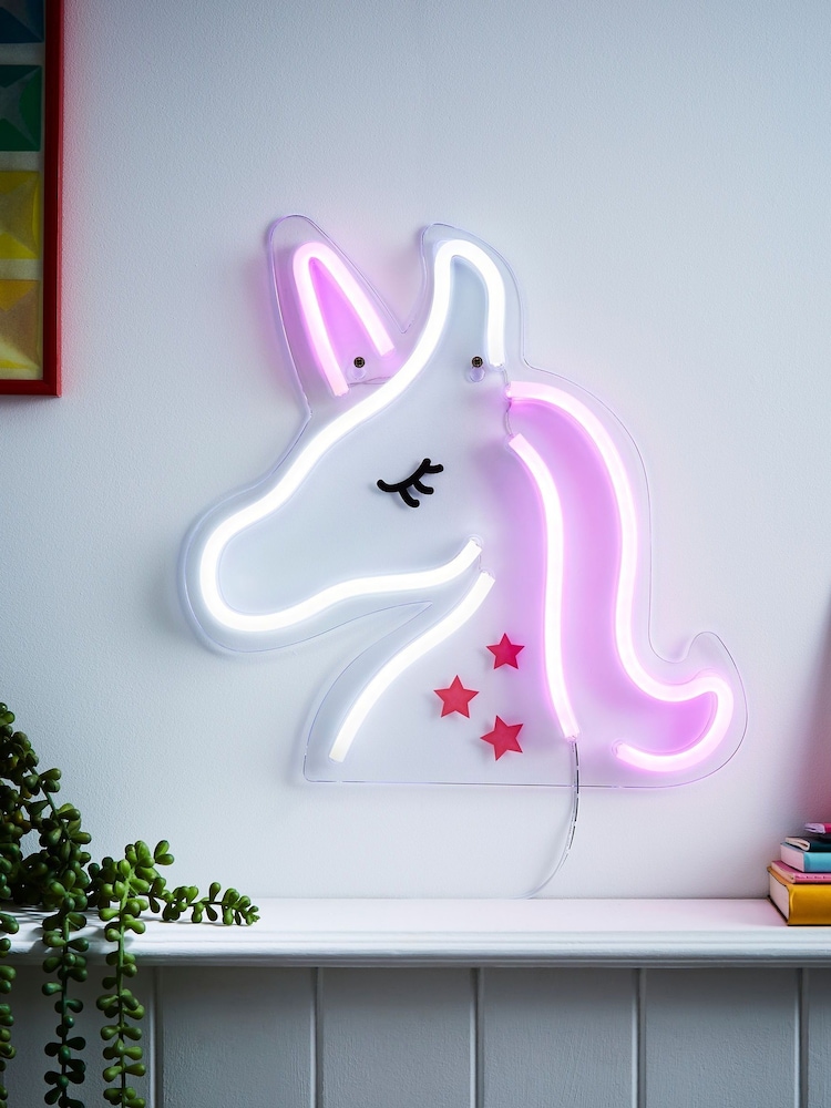 glow Pink Neon Unicorn Wall Light - Image 1 of 5