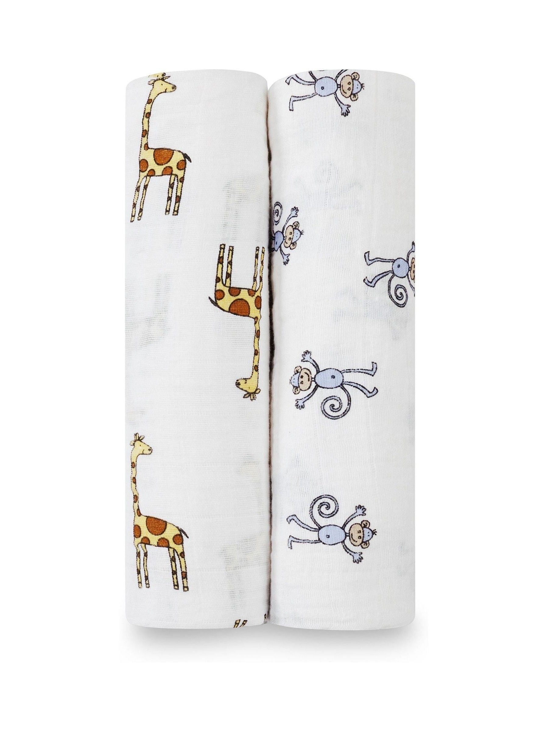 aden + anais White Large Muslin Jungle Jam Blankets 2 Pack view 1