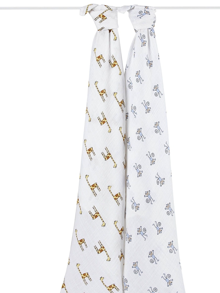 aden + anais White Large Muslin Jungle Jam 100% Cotton Blankets 2 Pack - Image 2 of 10