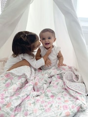 aden + anais Pink Dream Blanket 100% Cotton Muslin Ma Fleur - Image 1 of 5