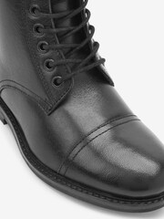 Black Toe Cap Leather Zip Boots - Image 4 of 5