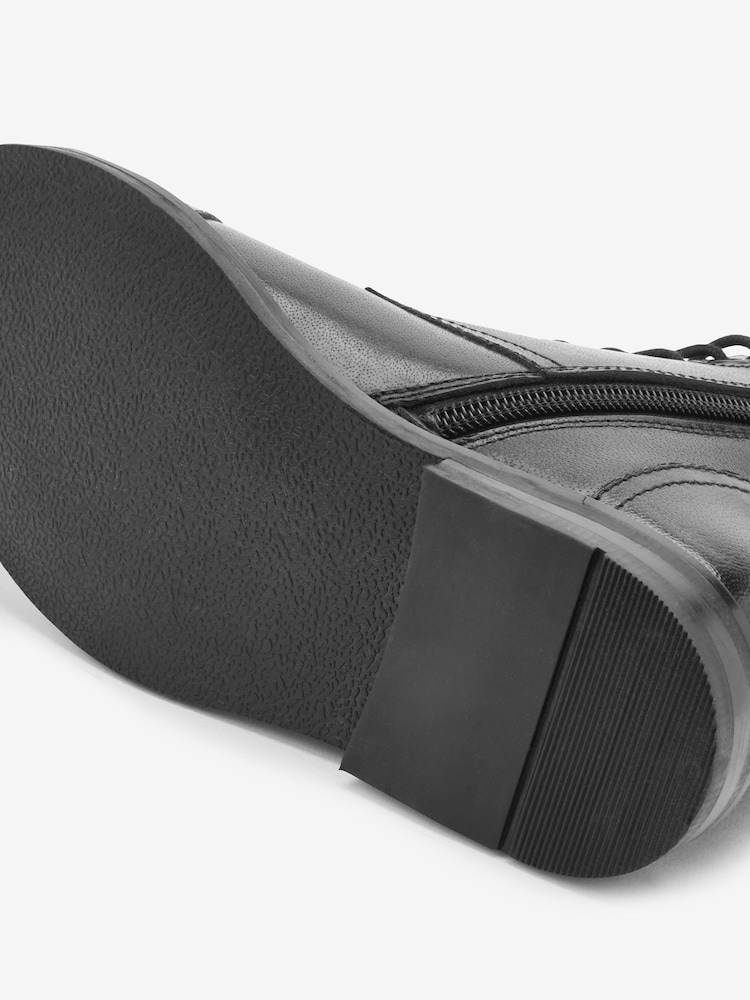 Black Toe Cap Leather Zip Boots - Image 5 of 5