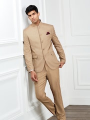 Gold Slim Nehru Collar Suit Jacket - Image 2 of 9