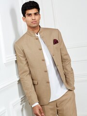 Gold Slim Nehru Collar Suit Jacket - Image 3 of 9