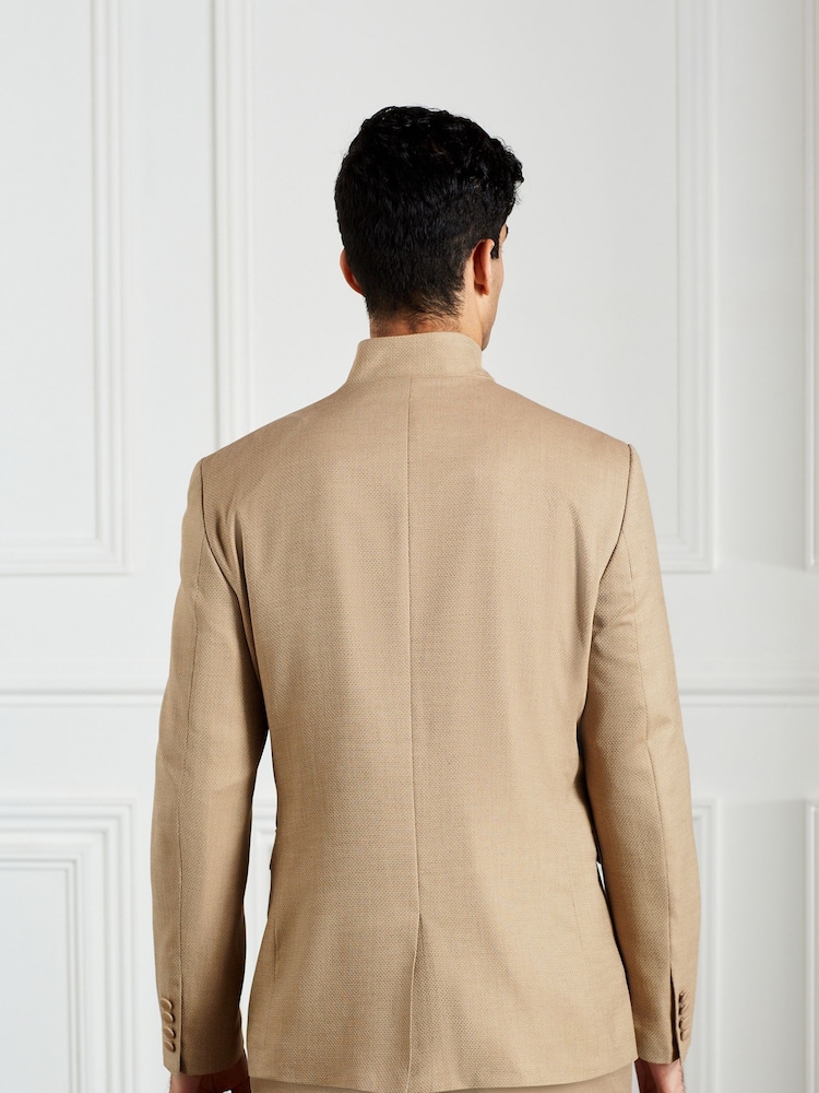 Gold Slim Nehru Collar Suit Jacket - Image 4 of 9