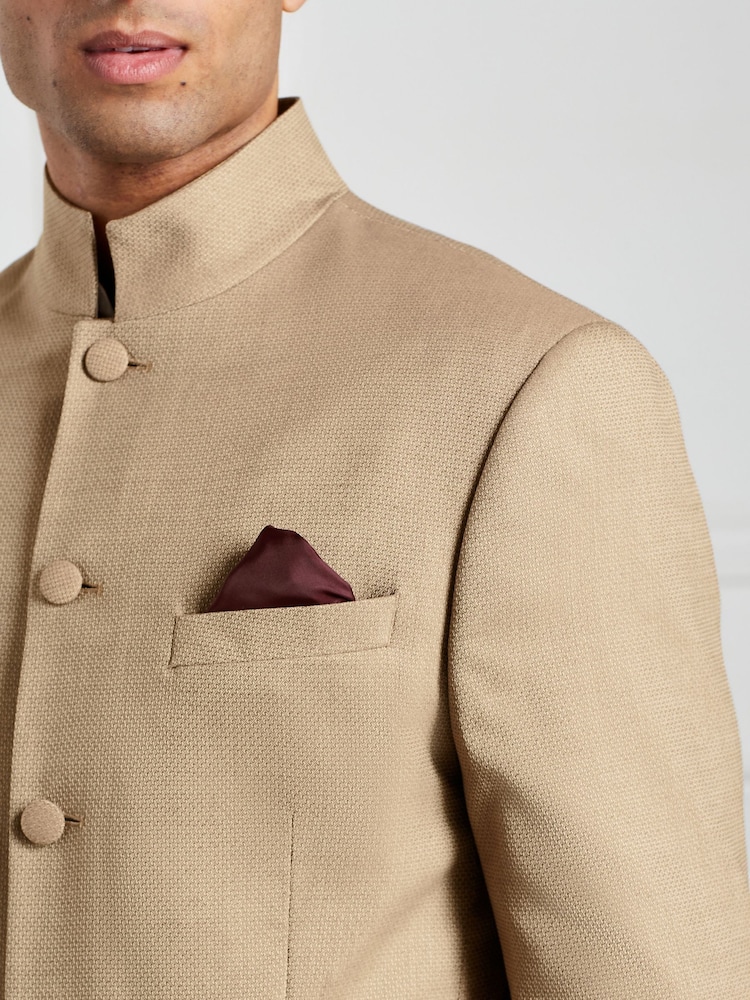 Gold Slim Nehru Collar Suit Jacket - Image 5 of 9
