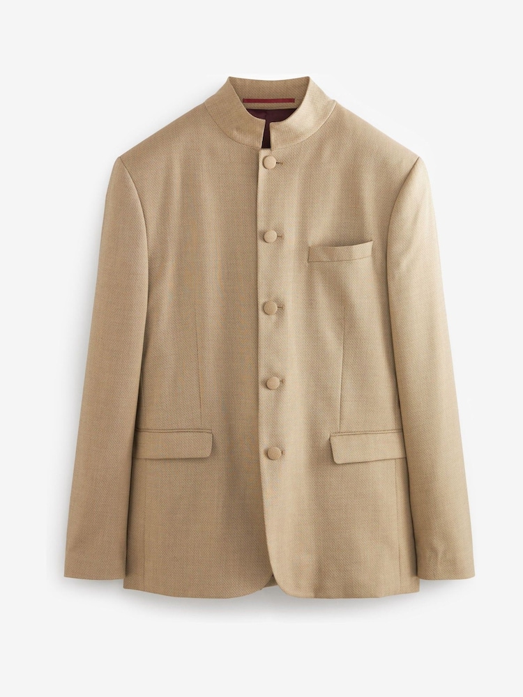 Gold Slim Nehru Collar Suit Jacket - Image 7 of 9