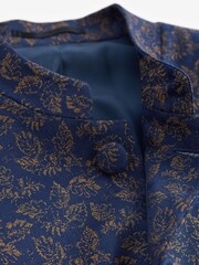 Blue Slim Nehru Collar Suit Jacket - Image 10 of 12