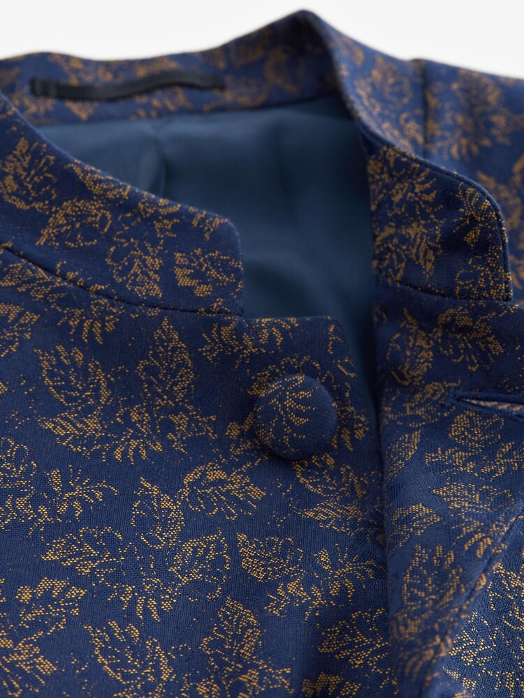 Blue Slim Nehru Collar Suit Jacket - Image 10 of 12