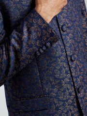 Blue Slim Nehru Collar Suit Jacket - Image 7 of 12