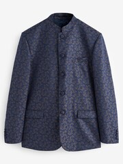 Blue Slim Nehru Collar Suit Jacket - Image 8 of 12
