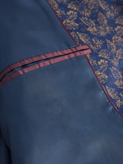 Blue Slim Nehru Collar Suit Jacket - Image 9 of 12
