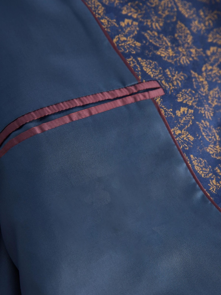 Blue Slim Nehru Collar Suit Jacket - Image 9 of 12