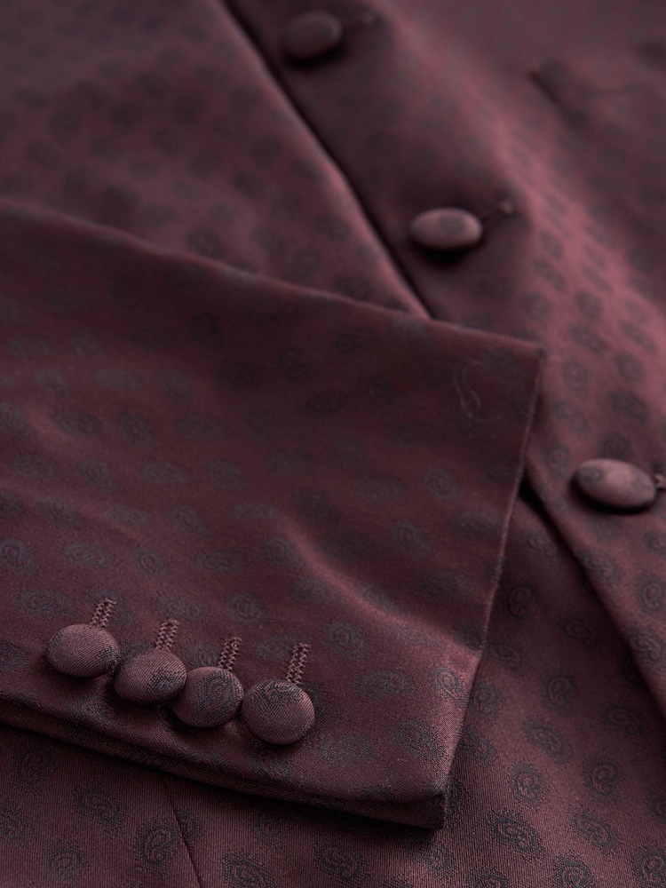 Burgundy Red Slim Nehru Collar Suit Jacket - Image 7 of 9