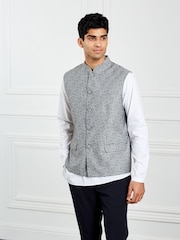 Silver Nehru Collar Waistcoat - Image 1 of 6