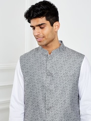 Silver Nehru Collar Waistcoat - Image 2 of 6