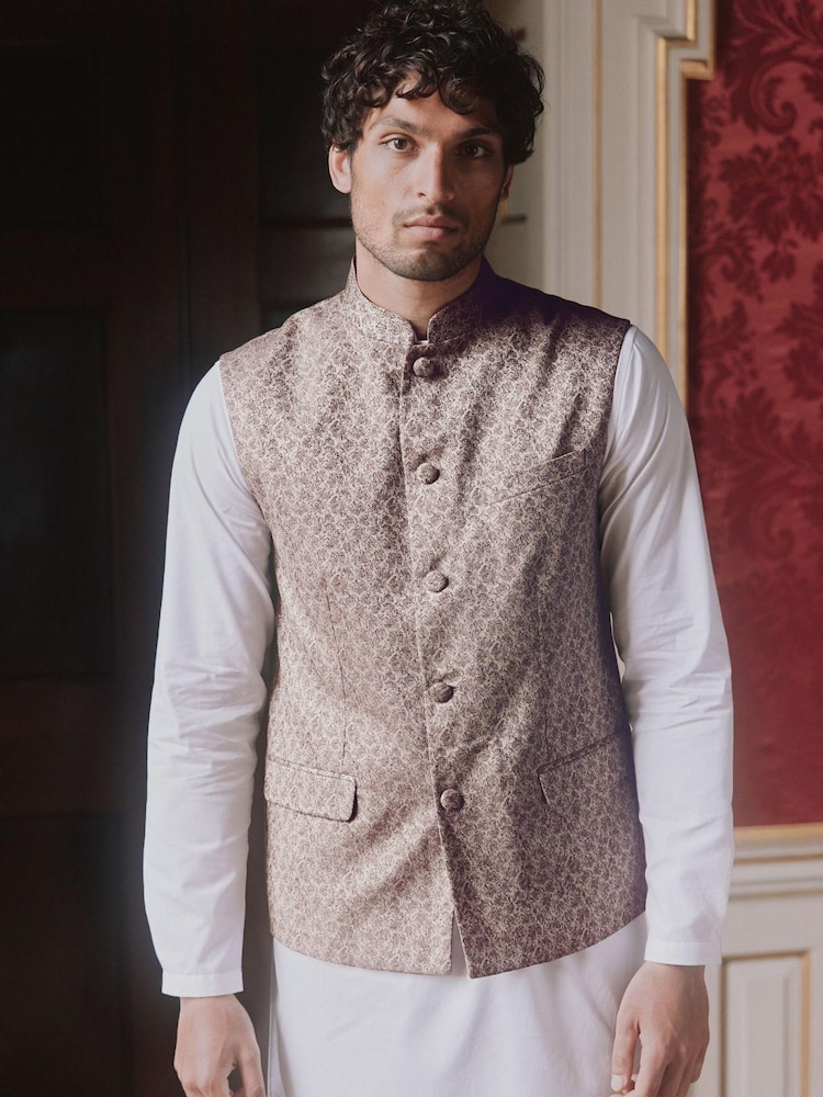 Gold Nehru Collar Waistcoat - Image 1 of 5