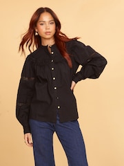Another Sunday Long Sleeved 100% Cotton Blouse With Lace Detail - Image 2 of 2