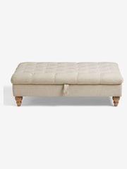 Buttoned Tweedy Plain Light Natural Albury Large Footstool - Image 3 of 9