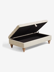 Buttoned Tweedy Plain Light Natural Albury Large Footstool - Image 6 of 9