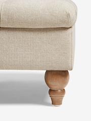 Buttoned Tweedy Plain Light Natural Albury Large Footstool - Image 7 of 9