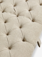 Buttoned Tweedy Plain Light Natural Albury Large Footstool - Image 9 of 9