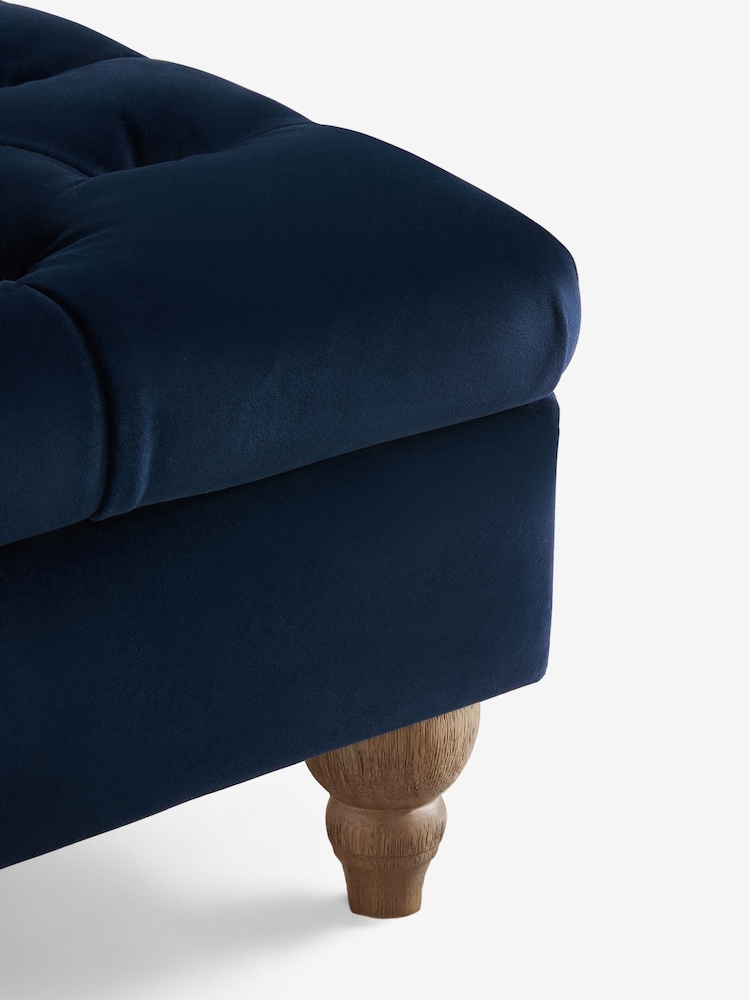 Buttoned Soft Velvet Navy Blue Albury Large Footstool - Image 10 of 10 Buttoned Soft Velvet Navy Blue Albury Large Footstool - Image 10 of 10
