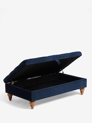 Buttoned Soft Velvet Navy Blue Albury Large Footstool - Image 7 of 9