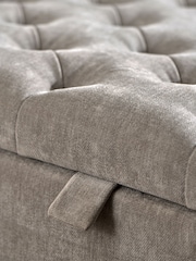 Buttoned Fine Chenille Mid Grey Albury Large Footstool - Image 5 of 11