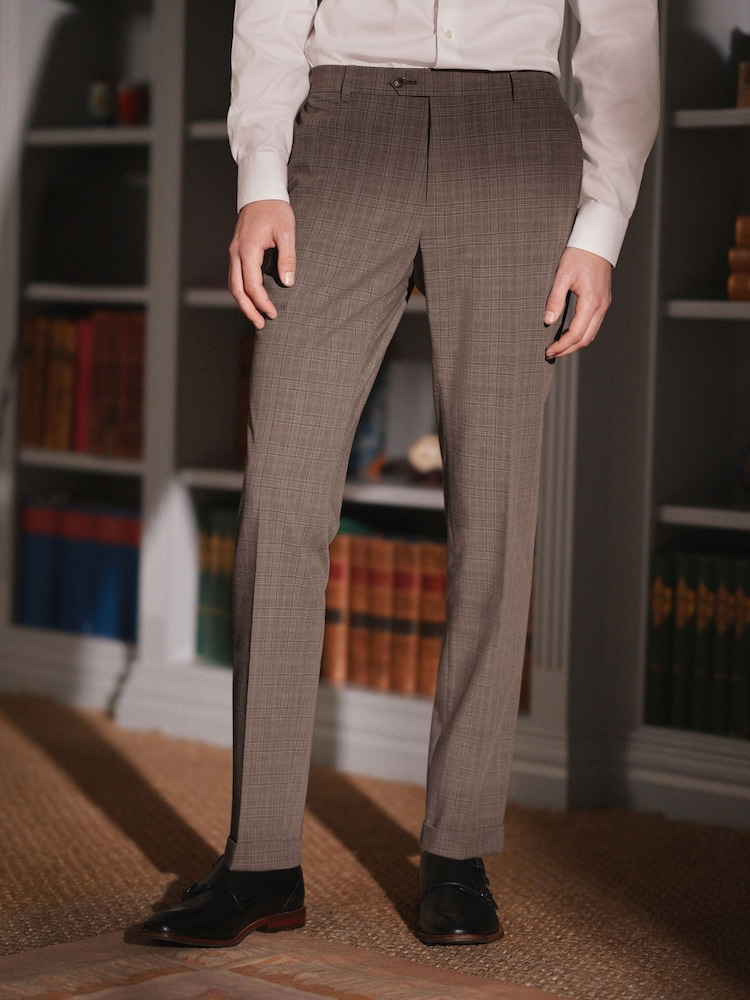 Brown Skinny Fit Check Suit: Trousers - Image 1 of 7