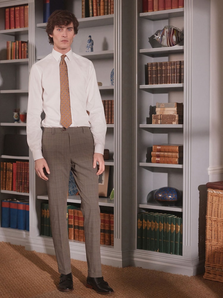 Brown Skinny Fit Check Suit: Trousers - Image 2 of 7