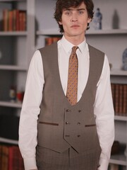 Brown Check Suit Waistcoat - Image 1 of 7