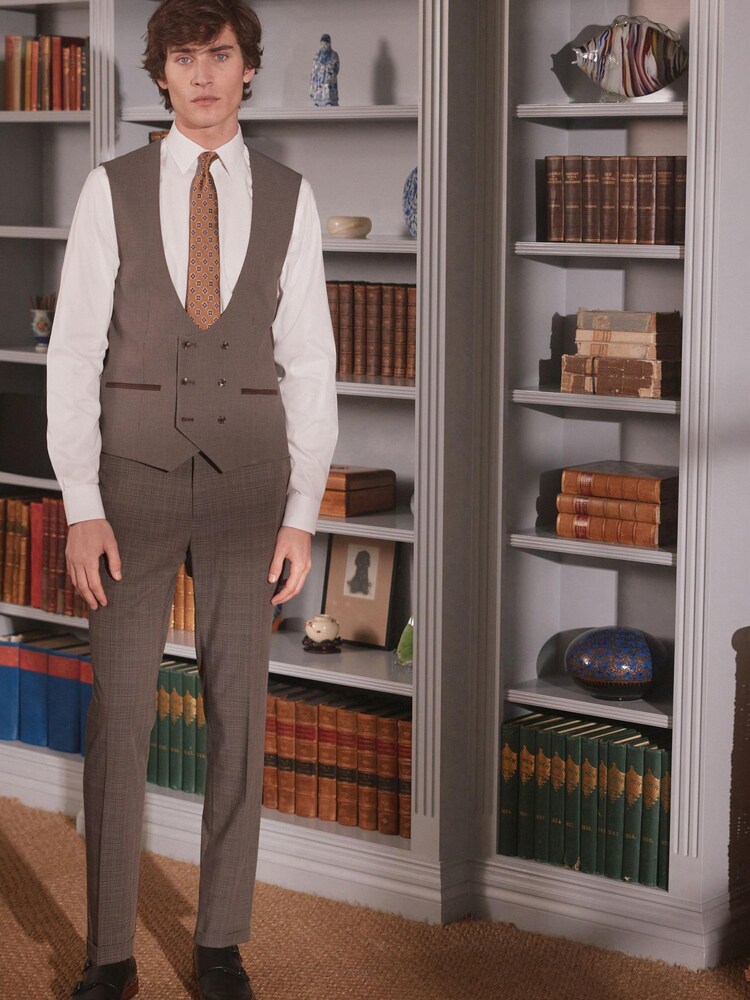 Brown Check Suit Waistcoat - Image 2 of 7
