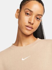 Nike Beige Oversized Mini Swoosh Sweatshirt - Image 3 of 4