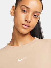 Nike Beige Oversized Mini Swoosh Sweatshirt - Image 4 of 4