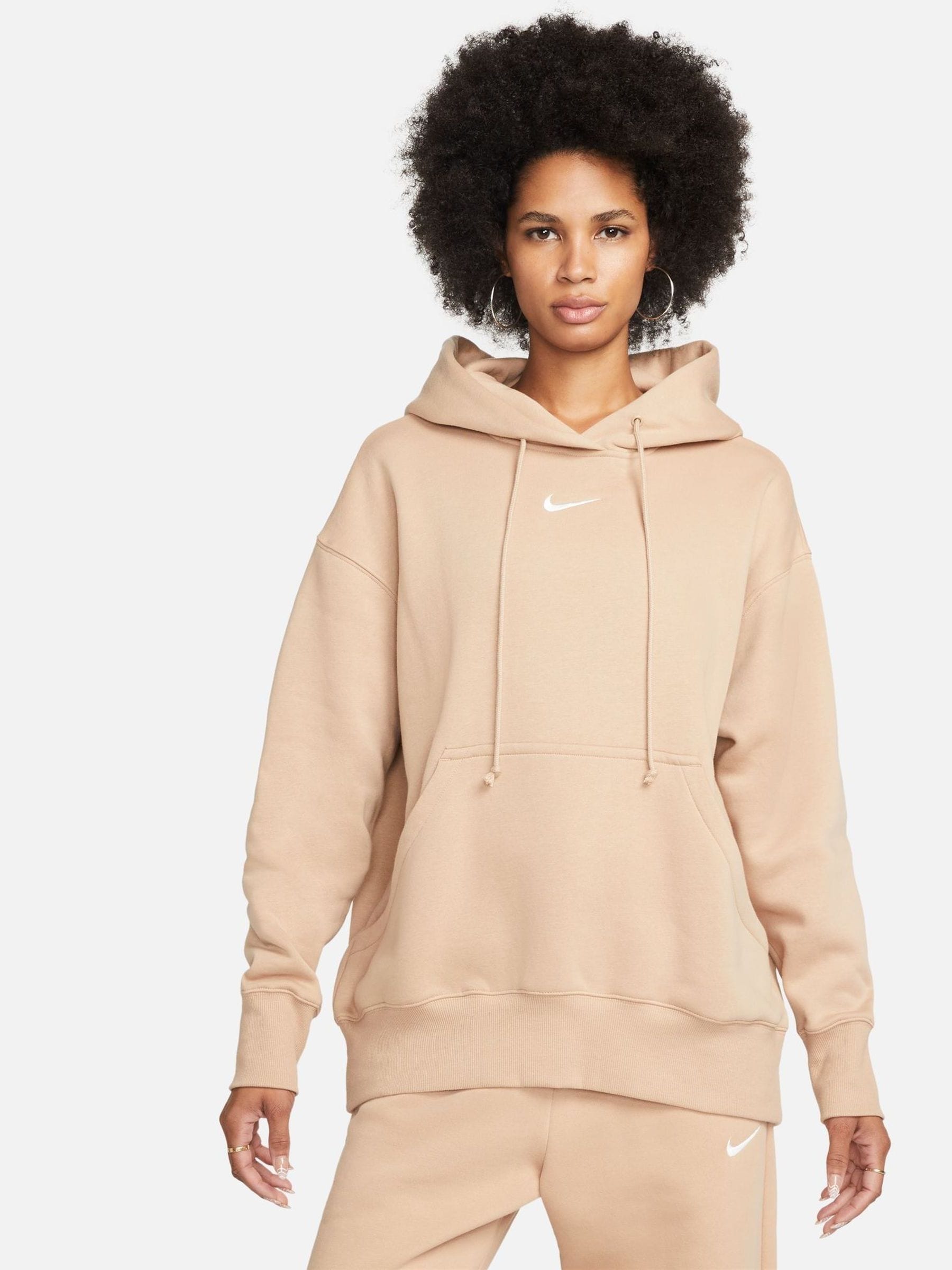 Buy Nike Beige Sportswear Phoenix Fleece Oversized Mini Swoosh Pullover Hoodie from Next Luxembourg