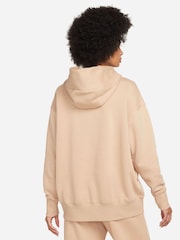 Nike Beige Oversized Sportswear Phoenix Fleece Mini Swoosh Pullover Hoodie - Image 4 of 9