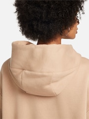 Nike Beige Oversized Sportswear Phoenix Fleece Mini Swoosh Pullover Hoodie - Image 8 of 9