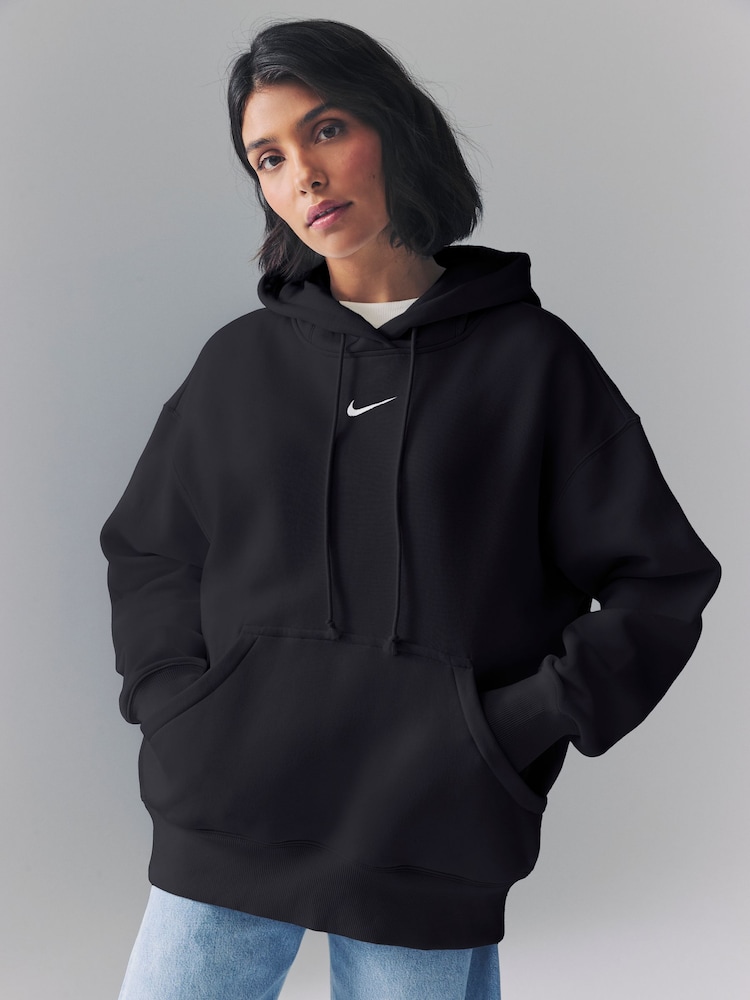 Schwarz - Nike Sportswear Phoenix Oversize-Hoodie mit Mini-Swoosh-Logo aus Fleece - Bild 1 von 15