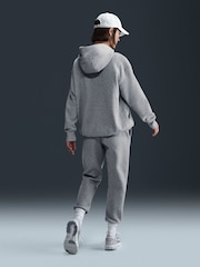 Nike Dark Grey Heather Oversized Sportswear Phoenix Fleece Mini Swoosh Pullover Hoodie - Image 2 of 5