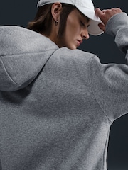 Nike Dark Grey Heather Oversized Sportswear Phoenix Fleece Mini Swoosh Pullover Hoodie - Image 3 of 5