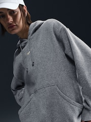 Nike Dark Grey Heather Oversized Sportswear Phoenix Fleece Mini Swoosh Pullover Hoodie - Image 4 of 5