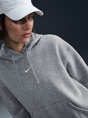 Nike Dark Grey Heather Oversized Sportswear Phoenix Fleece Mini Swoosh Pullover Hoodie - Image 5 of 5
