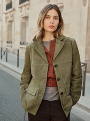 BHOEM Olive Green Real Suede Straight Jacket - Image 1 of 5